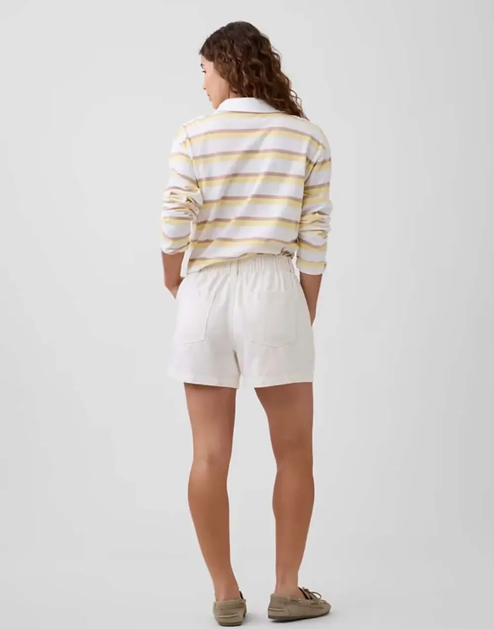 GAP White Cotton Soft Denim Shorts for Women